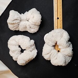 Terry cloth cream scrunchies